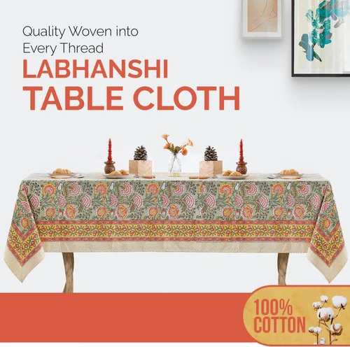 Vista 3 de Labhanshi Mantel redondo de 60 pulgadas, 4 plazas y rectangular, 72 x 135 pulgadas, mantel de 10 plazas para cocina, mesa de comedor, algodón