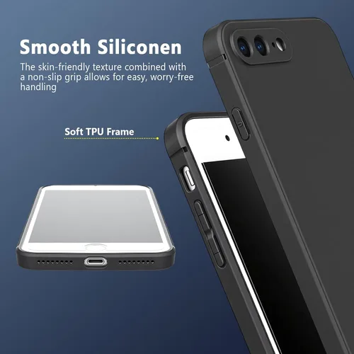 Vista 5 de FanTEK Funda para teléfono compatible con iPhone 7 Plus, iPhone 8 Plus, antiarañazos y huellas dactilares, funda protectora, color negro mate
