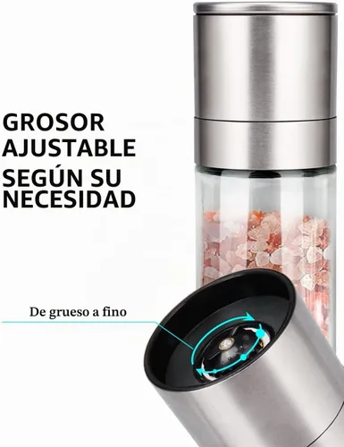 Vista 3 de Gulex® Molinillo de Sal y Pimienta, Recargable, Grosor Ajustable, Molinillo de Pimienta Negra, Shaker de Sal Marina de Acero Inoxidable con Rotor