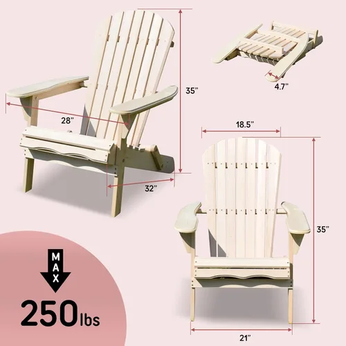 Vista 2 de northbeam Silla Adirondack plegable – Kit de silla Adirondack de exterior compuesto resistente a la intemperie para patio, césped y patio trasero