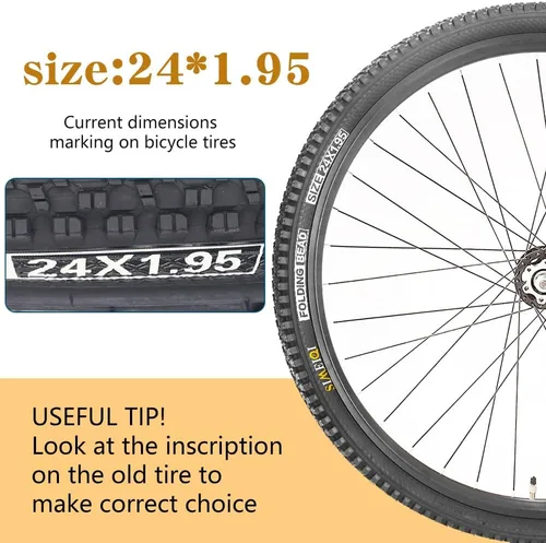 Vista 5 de 24 X 1.95 Inch Folding Bike Tires with 3mm Anti Puncture Proof Protection for Mountain Bicycles