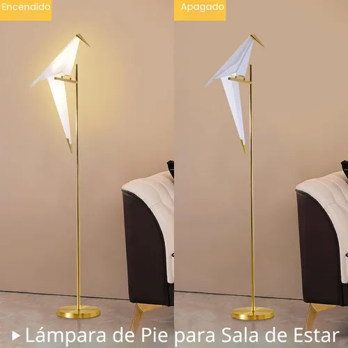 Vista 4 de Lámpara de pie de pájaro de 62 pulgadas, lámpara de pie dorada de origami