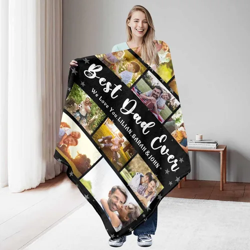 Vista 2 de Manta personalizada con imagen hecha en Estados Unidos, mantas personalizadas con fotos, nombres, manta suave personalizada con imagen personalizada