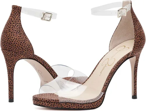 Vista 13 de Jessica Simpson Sandalias de tacón alto Daisile Peep Toe para mujer Gamuza de almendra/Tpu