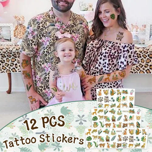 Vista 5 de Regalos de fiesta de guepardo, pulseras con temática de guepardo, llaveros, insignia, tatuajes temporales, bolsas de regalo para niños, leopardo