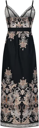 Vista 9 de Vestido largo bohemio con estampado floral para mujer, con tirantes delgados, cuello en V, lazo en la cintura, fiesta en la playa, vestido largo