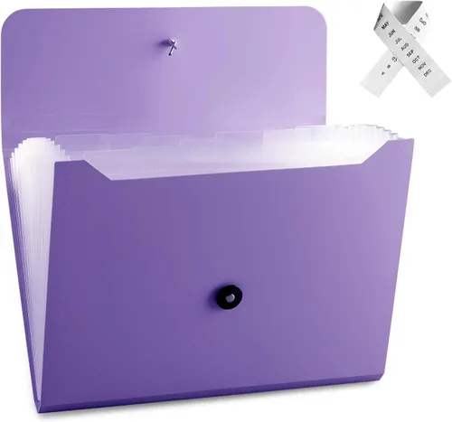 Vista 21 de Carpeta de archivos expandible con 13 bolsillos, carpeta de archivo de acordeón para documentos, organizador estético de papel negro