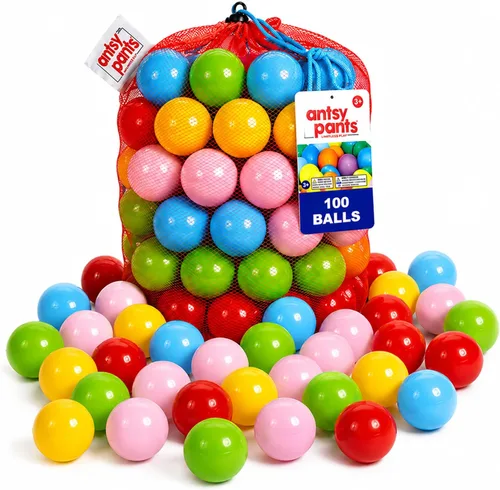 Vista 8 de Antsy Pants 100 pelotas para hogueras, pozo de pelotas para niños pequeños de 1 a 3 años, materiales no tóxicos, bolsa de almacenamiento ligera