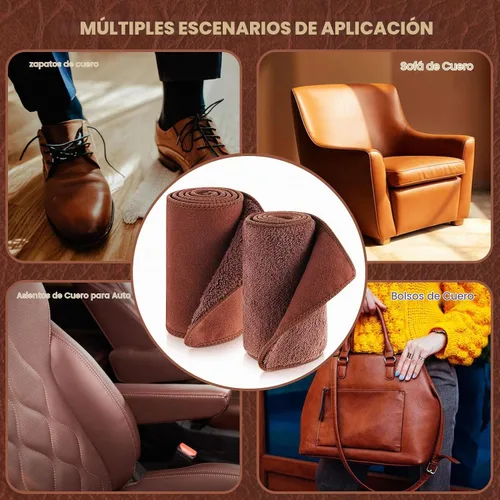 Vista 5 de 10 piezas de kit de paños para pulir zapatos con aplicadores para brillo, paños de limpieza para zapatos de cuero y botas, paños de microfibra