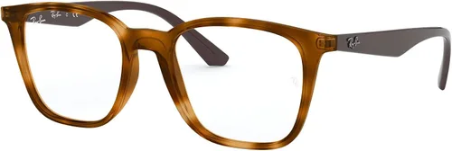 Vista 2 de Ray-Ban Rx7177f Low Bridge Fit - Marco cuadrado para lentes graduados, color amarillo claro HavanaDemo, 2.008 in, Luz amarilla HavanaDemo Lens