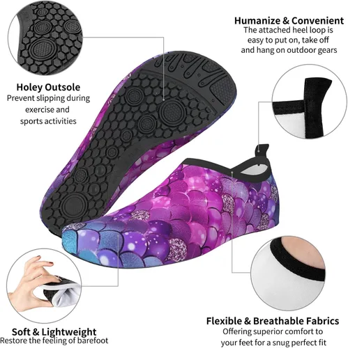 Vista 6 de Star Rainbow Unicorn Burning Water Shoes Barefoot Aqua Quick-Dry Socks Yoga Swim Beach Slip-On Socks for Women Men