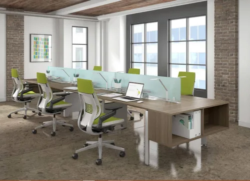 Vista 2 de Steelcase Silla de tareas de gestos: respaldo envuelto - marco sólido oscuro esterlina/base/acento Merle - ruedas de piso duro con control de rollo