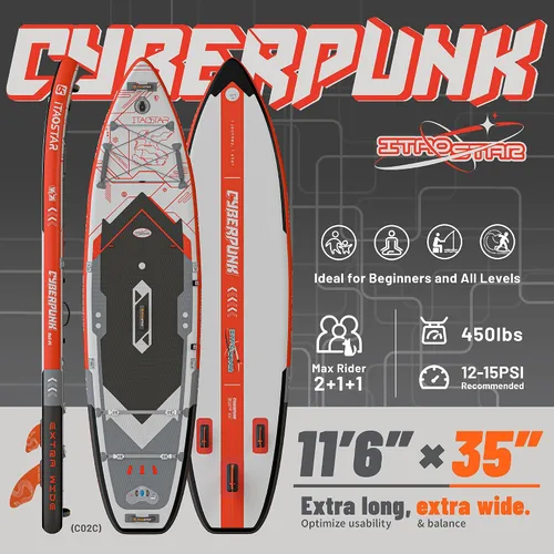 Vista 2 de iTAOSTAR Cyberpunk-Punk the Wave, 11'6x35, Paddle Board w/All Accessories Blanco