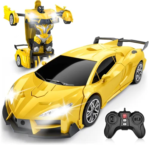 Vista 9 de Qumcou Auto de control remoto de transformación, autos RC para niños de 3 a 5 6 a 8 años, autos de juguete transformables con un botón, 2.4 GHz