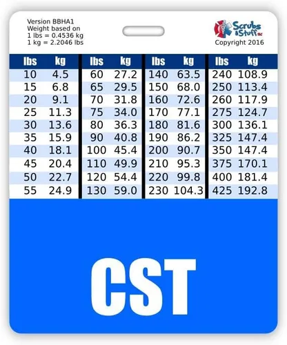Vista 18 de CST Badge Buddy - Tablas de conversión horizontales con altura y peso (estándar, negro)