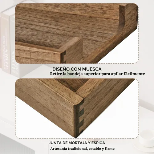 Vista 3 de Kirigen Bandeja de madera tamaño carta de un solo nivel (TP-DBR), colección de tonos de madera, bandeja de documentos de carga frontal para Marrón