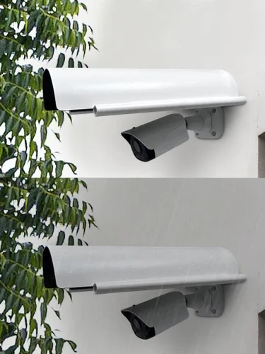 Vista 2 de KENUCO Cubierta de sombra de lluvia solar compatible con cámaras de seguridad al aire libre, material de aleación de aluminio, color blanco