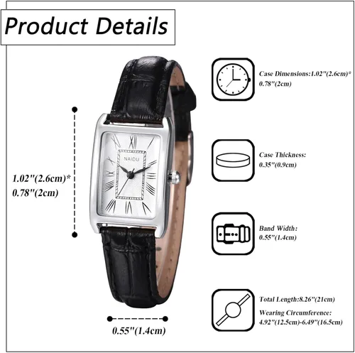Vista 6 de Avaner Relojes de cuero cuadrados para mujer reloj de pulsera con correa de cuero elegante analógico de cuarzo para mujer