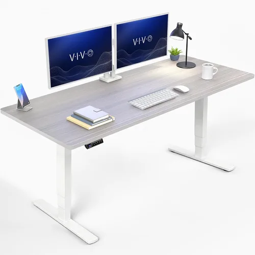 Vista 13 de VIVO - Escritorio eléctrico de pie de 71 x 30 pulgadas con marco de bambú real, ajuste de pantalla táctil, soporte de marco de 176 lb, serie 2E