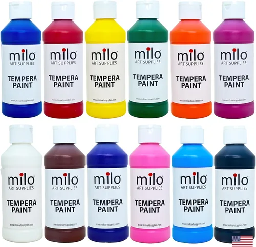 Vista 10 de milo Pintura de témpera fluorescente neón lavable, botellas de 16 onzas, 6 colores, fabricada en los Estados Unidos, brilla con luz ultravioleta