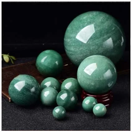 Vista 3 de oneory - Esfera de cristal de cuarzo curativo natural, bola de piedras preciosas de aventurina verde, 1.969 in, escultura natural con soporte