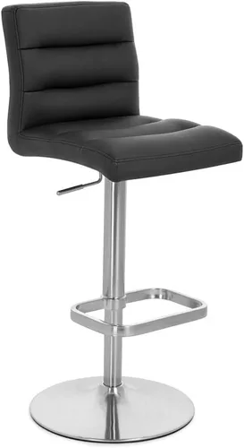 Vista 9 de ZURI Taburete de bar moderno negro de altura ajustable con base plana redonda cepillada