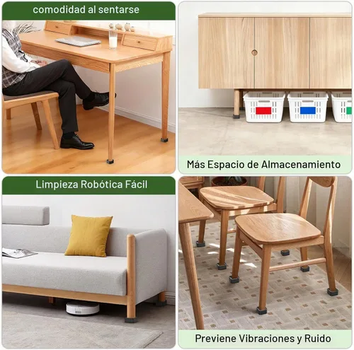 Vista 6 de Elevadores de cama cuadrados apilables negros de 1.38 pulgadas para muebles