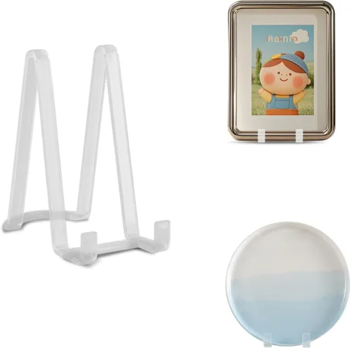 Vista 10 de Artliving Soportes de placa para exhibición, soporte de plástico para caballete de plástico, soporte de marco de fotos para fotos, placa decorativa