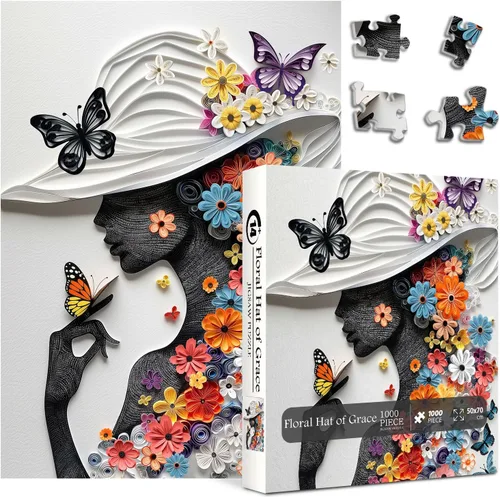 Vista 10 de Rompecabezas de mariposa vintage para adultos de 1000 piezas, rompecabezas retro de mariposas con hermosas alas, rompecabezas difíciles