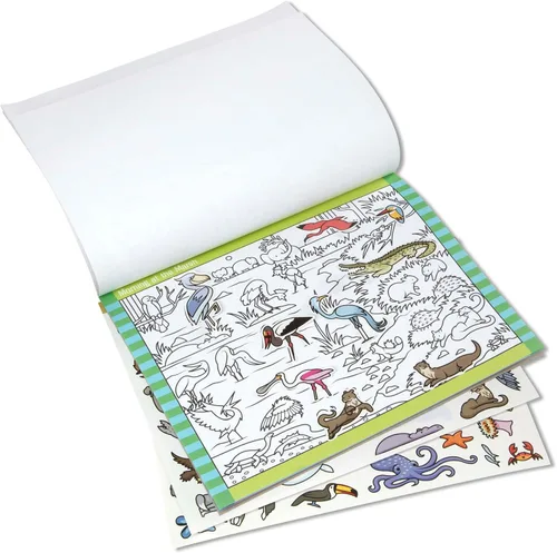 Vista 4 de Melissa & Doug - Hoja de calcomanías Busca y Encuentra, Animales (más de 400 calcomanías, 14 escenas para colorear) Hojas de calcomanías de búsqueda