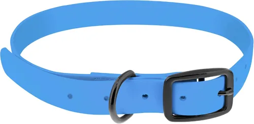 Vista 8 de MiMu Collar pequeño de silicona para perro, collar de perro elegante azul de 18 pulgadas con hebilla de punta y bucle de correa con anillo en D