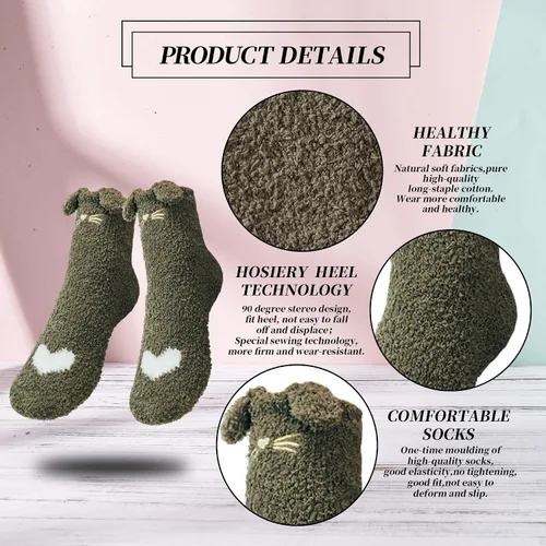 Vista 2 de DYW Fuzzy Socks for Women Soft Cozy Fluffy Winter Warm Slipper Socks Home Sleeping Animal Socks