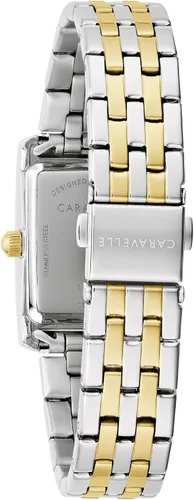 Vista 3 de Caravelle by Bulova - Reloj de cuarzo clásico de 3 manecillas para mujer, con números romanos, caja rectangular, cristal mineral curvo