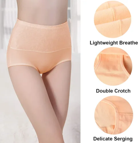Vista 3 de Women's High Waist Panties Tummy Control Briefs Cotton Underwear No Muffin Top