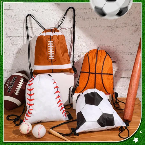 Vista 2 de Censen Juego de 24 bolsas con cordón a granel de 12 x 10 pulgadas, impermeables, paquete de playa para fútbol, béisbol, baloncesto, fútbol, fiesta