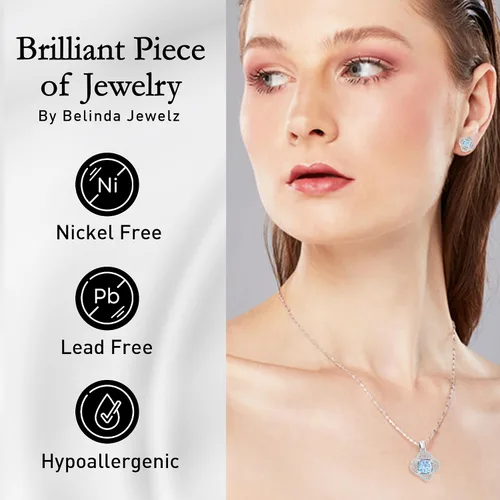 Vista 5 de Aretes de plata de ley 925 para mujer, con bonito nudo de amor, piedras preciosas brillantes a presión, collar colgante para colgar, hermoso juego