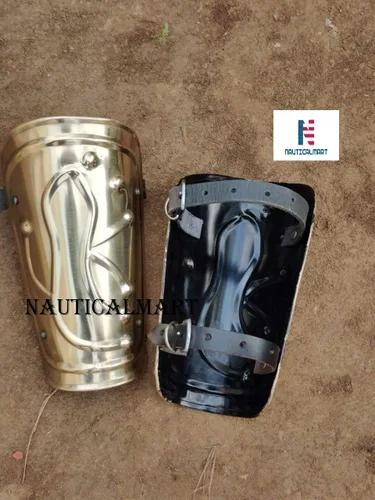 Vista 6 de NAUTICALMART Brazales de armadura griega, abrazaderas con acabado de latón, Latón