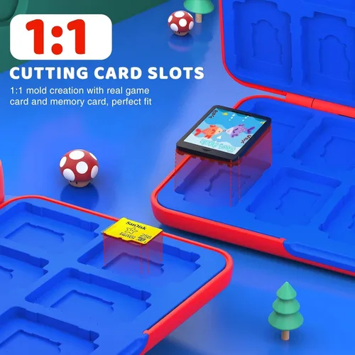 Vista 6 de CYKOARMOR Funda de juego Switch con 24 soportes para juegos compatible con Nintendo Switch y Switch OLED funda de cartucho compacto para Switch rojo