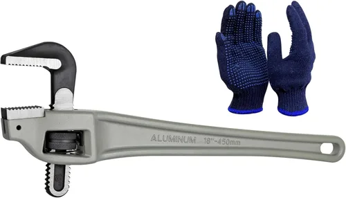 Vista 14 de Llave de tubo de aluminio de 10 pulgadas, 1-5/8"/41mm de abertura de mordaza Cr-Mo ajustable, llaves de fontanería de mango recto resistente