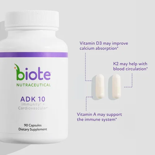 Vista 8 de Biote Nutraceuticals - ADK 10 - Inmunidad + Cardiovascular (90 Cápsulas)