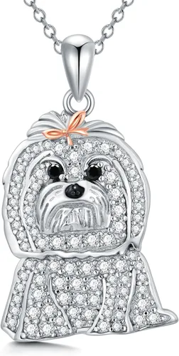 Vista 79 de Collares con colgante de perro de plata de ley S925 – 24 razas corgi/husky/labrador/pastor para mujer