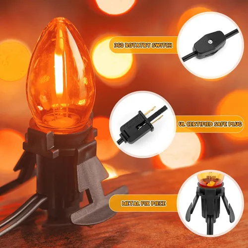 Vista 6 de Cable accesorio con una bombilla LED, cable de 6 pies con interruptor de encendido/apagado para calabaza de Halloween, proyectos de manualidades