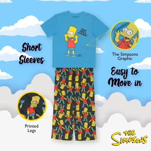 Vista 4 de Simpsons Boys' 2-Piece Loose-fit Pajamas Set