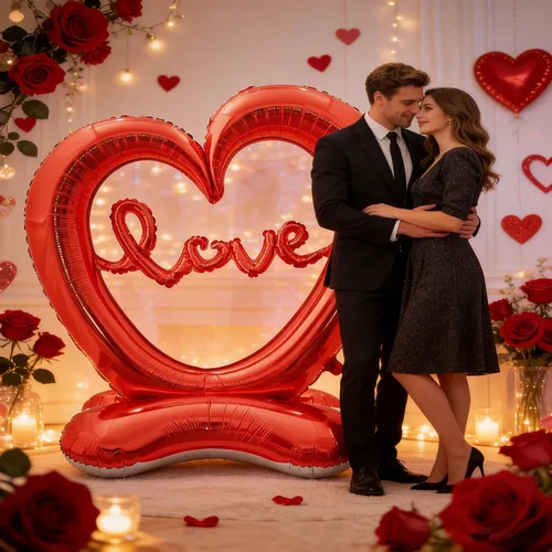 Vista 3 de Soochat Globo gigante de corazón para el día de San Valentín, globos de papel de aluminio, aniversario, boda, día de San Valentín, cumpleaños