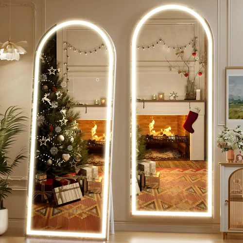 Vista 9 de Hasipu Espejo de Cuerpo Completo de 55" X 18" con Luces, Espejo LED de Arco con Marco Negro de Cuerpo Completo y 3 Temperaturas de Color y Brillo