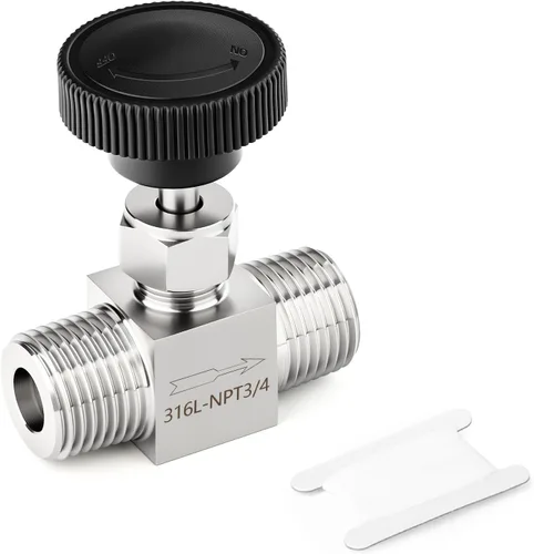 Vista 31 de TAISHER Válvula de aguja de acero inoxidable 316 con mango de rueda 1/2 "NPT macho x 1/2" NPT hembra