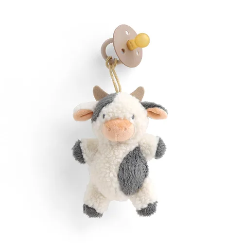 Vista 9 de Itzy Ritzy Juego de Chupete y Lovey - Chupete de goma natural con lovey de animal de peluche - Soporte de chupete de oso de peluche desmontable