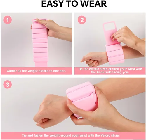 Vista 7 de Muñequera ajustable de 2 libras para mujer, pesas de tobillo, juego de 2 piezas de silicona, impermeable, cómodo y transpirable, ideal para yoga