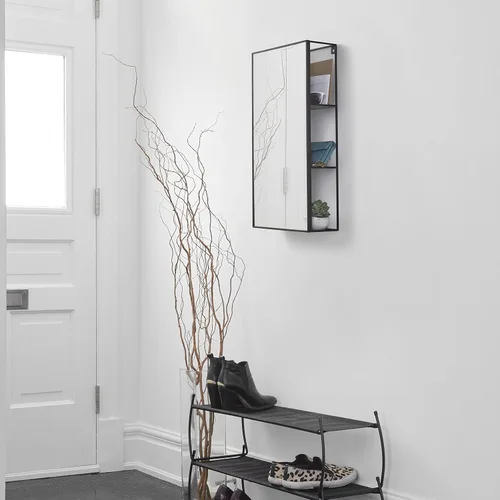 Vista 9 de Umbra Cubiko - Armario de almacenamiento rectangular de metal negro de 24 x 12 pulgadas con 3 estantes