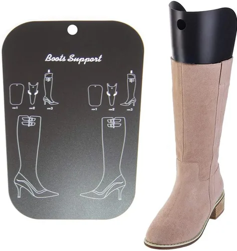 Vista 6 de 2 pares (4 hojas) para moldear botas, soporte para botas altas, soporte grueso en forma de árbol de zapatos para mujeres y hombres, color negro, 16